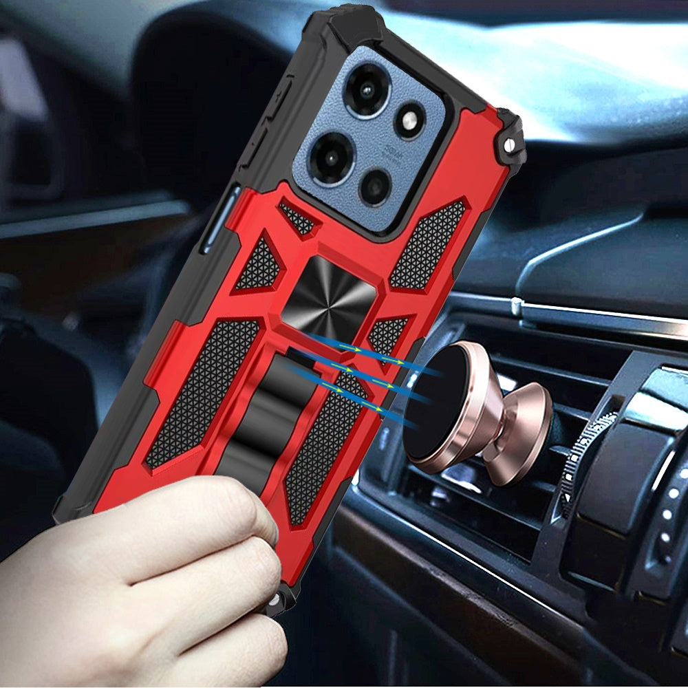 For Samsung Galaxy A16 5G Hybrid Shockproof [Military Grade] Rugged Protective with Magnetic Car Mount & Invisible Stand Case Cover