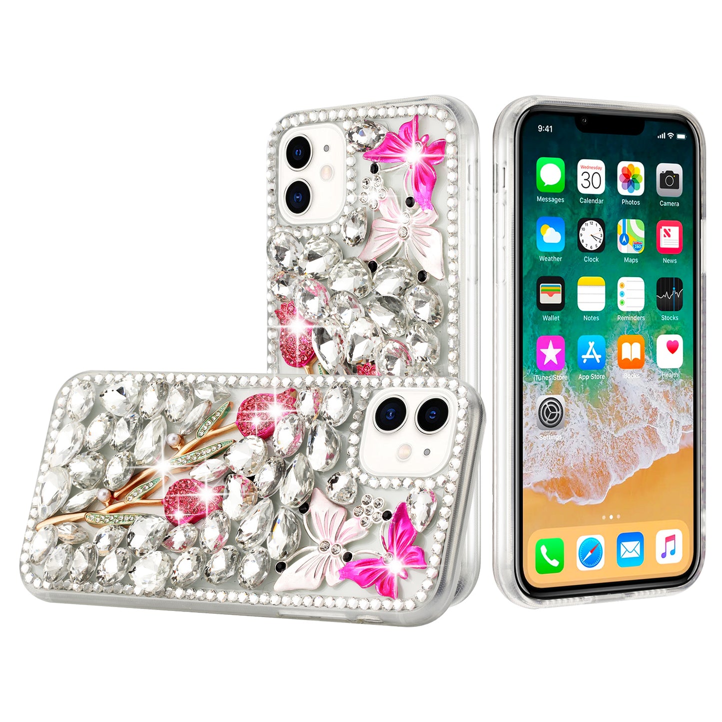 For Motorola Razr 2025 /2024 Bling Crystal 3D Full Diamonds Luxury Sparkle Rhinestone Hybrid Case Cover Crystal Exquisite Garden Flower