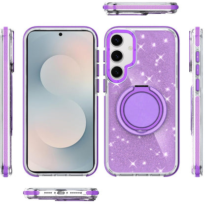 For Samsung Galaxy S26+ / S26 Plus Slim Bling Glitter Sparkly Shimmer Hybrid with Magnetic Ring and 360° Rotational Stand [Compatible with Magsafe] Case Cover