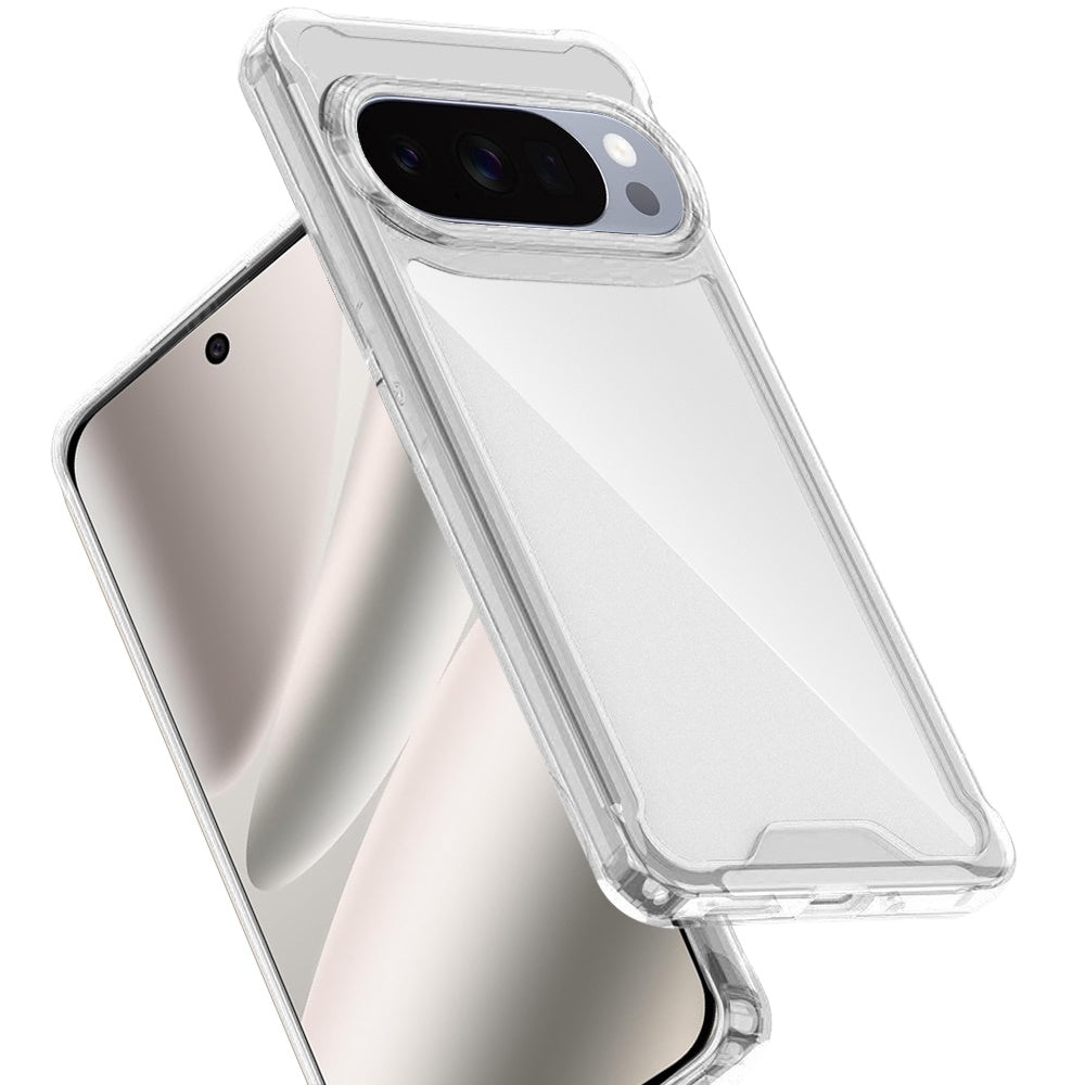 For Google Pixel 10 Pro XL Clear Colored Shockproof Transparent Hard PC + Rubber TPU Hybrid Bumper Shell Slim Protective Case Cover Clear+Clear