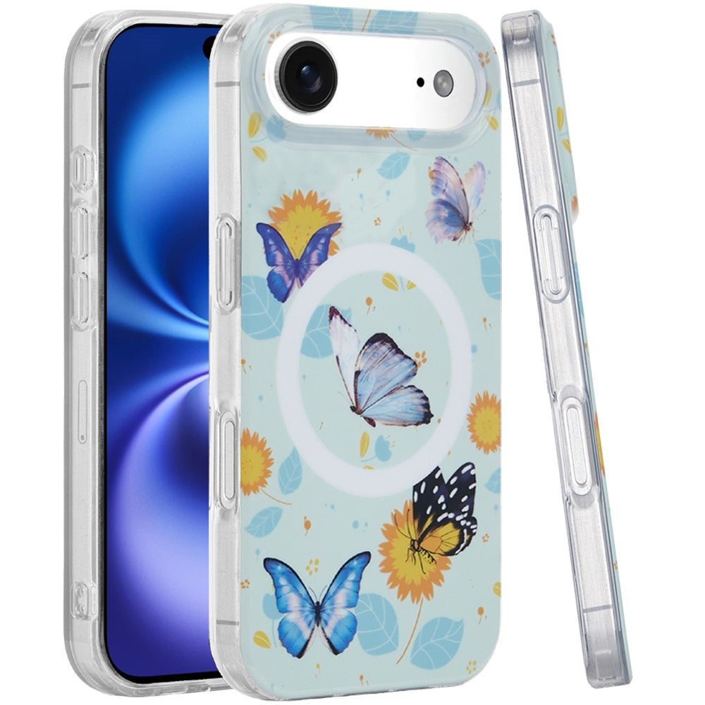 For Apple iPhone 17 Stylish Pattern Fashion IMD Printed Design TPU Slim Shockproof Protective with Magnetic Back Case Cover