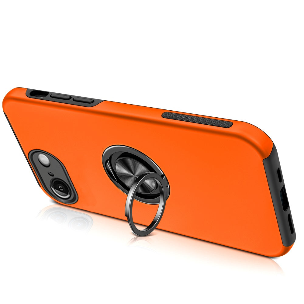 Phone Case for Apple iPhone 17E /16E Invisible Ring Stand Shockproof Anti Slip Durable Grip Protective Hybrid Fit Magnetic Car Mount Holder Cover Cosmic Orange