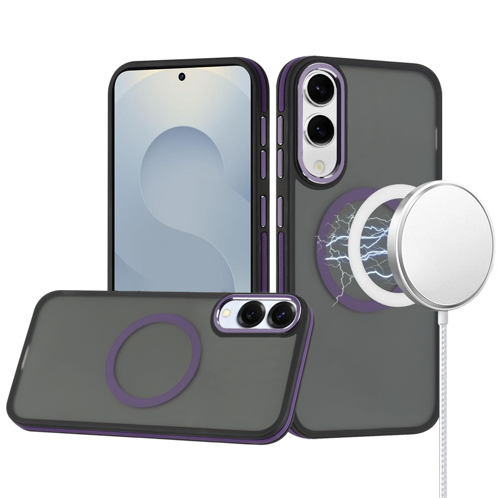 For Samsung Galaxy S25 EDGE Frosted Translucent Back Hybrid Case with Magnetic Circle; MagSafe Compatible, Military Grade Shockproof, Slim Design Case Cover