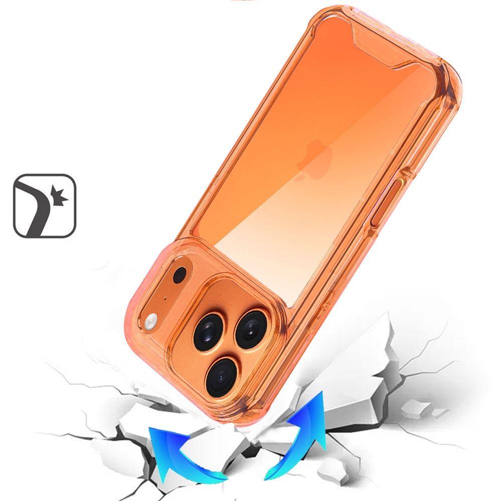 Phone Case for Apple iPhone 17 Pro Max (6.9") Shockproof Transparent Hard PC TPU Hybrid Durable Frame Gummy Protective Slim Grip Lightweight Cover Cosmic Orange