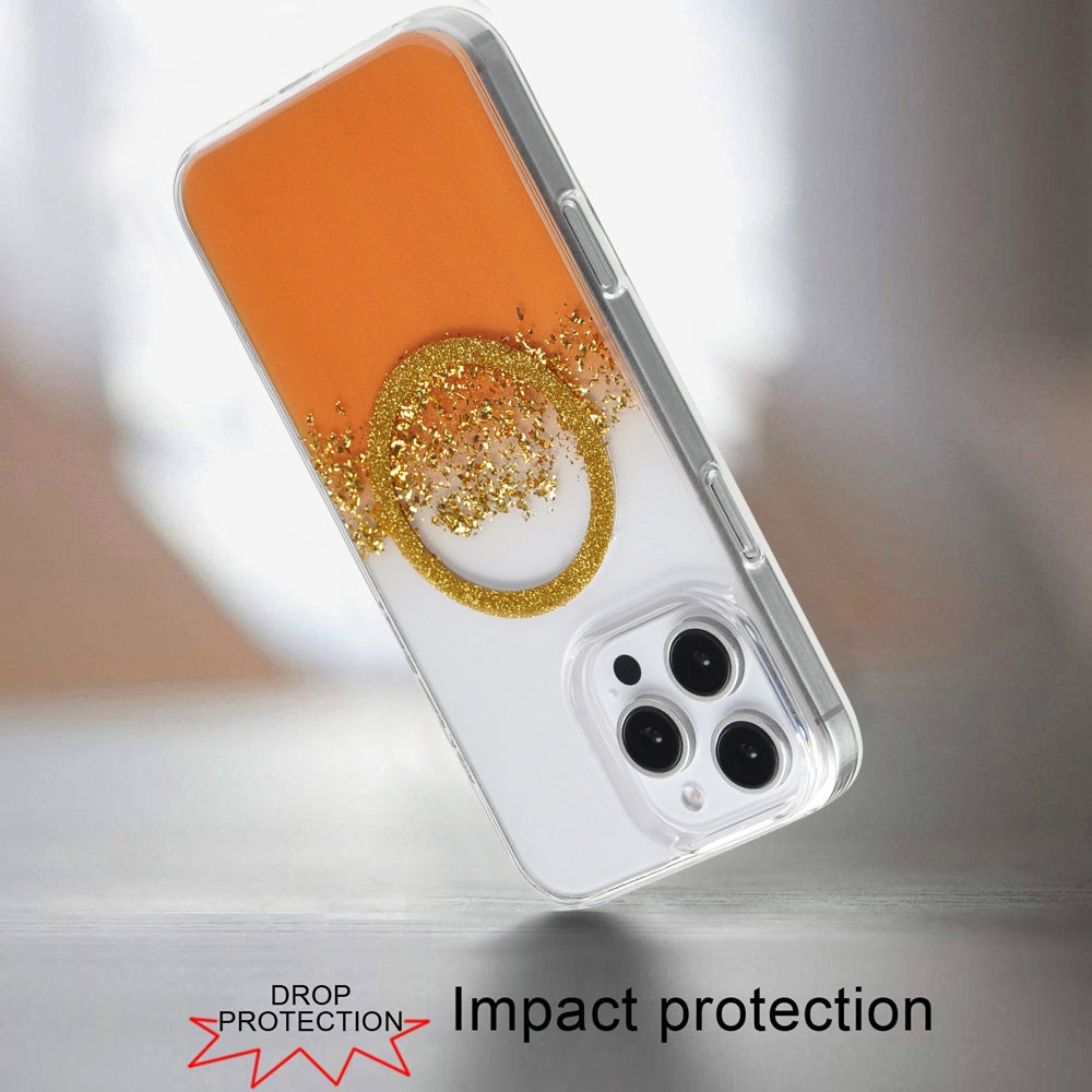 For Apple iPhone 16 Pro Glitter Epoxy Magnetic Hybrid Shockproof Protection Clear Back Secure Grip Stylish Durable Design Case Cover Colorful