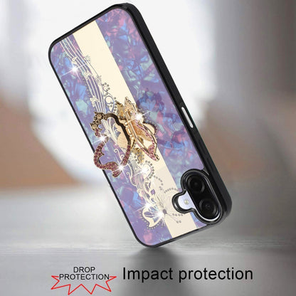For Samsung Galaxy A07 Diamonds 3D Fashion Bling Sparkly Glitter Ornaments Engraving Hybrid with Ring Stand Case Cover