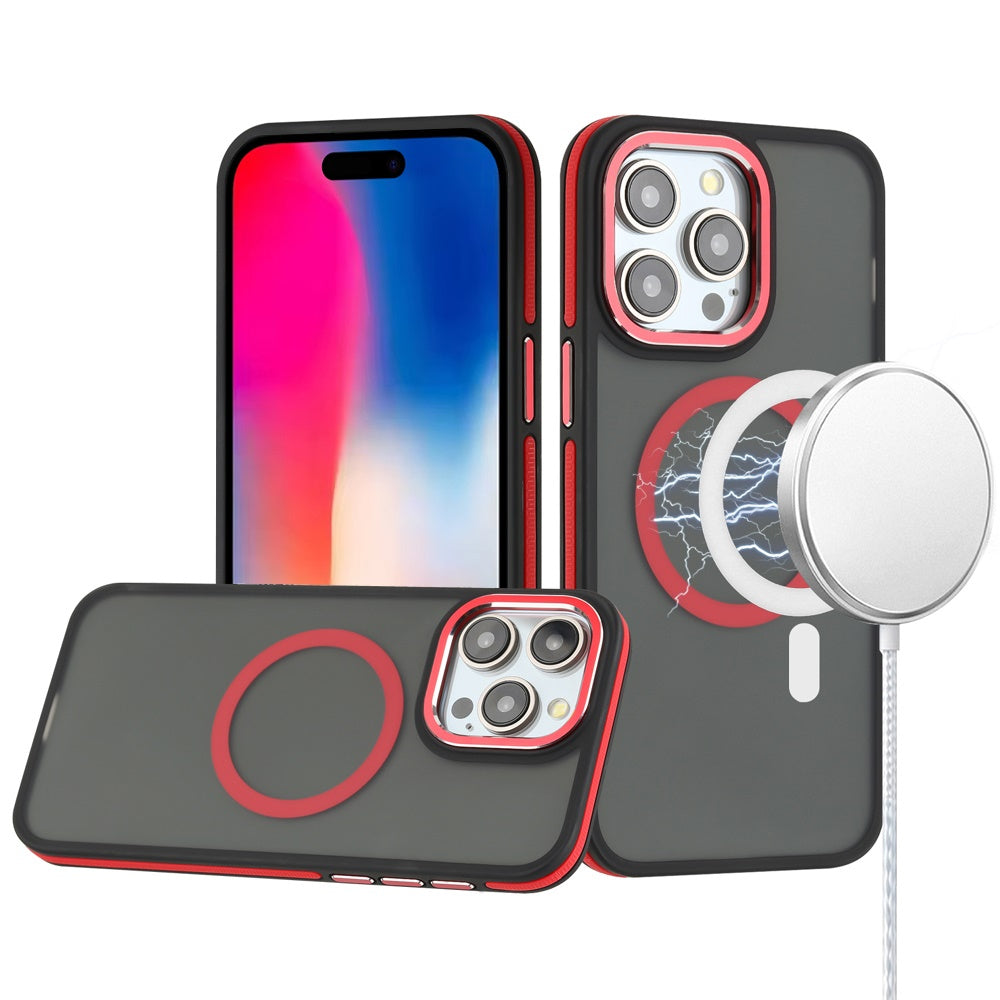 For Apple iPhone 16 Pro Max (6.9") Frosted Translucent Back Hybrid with Magnetic Circle MagSafe Compatible, Military Grade Shockproof Case Cover