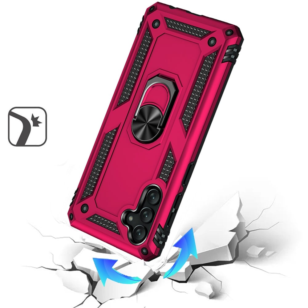 For Samsung Galaxy A26 Hybrid Shockproof Durable 360 Degree Rotatable Ring Stand Holder Kickstand Fit Magnetic Car Mount Case Cover Rose Gold