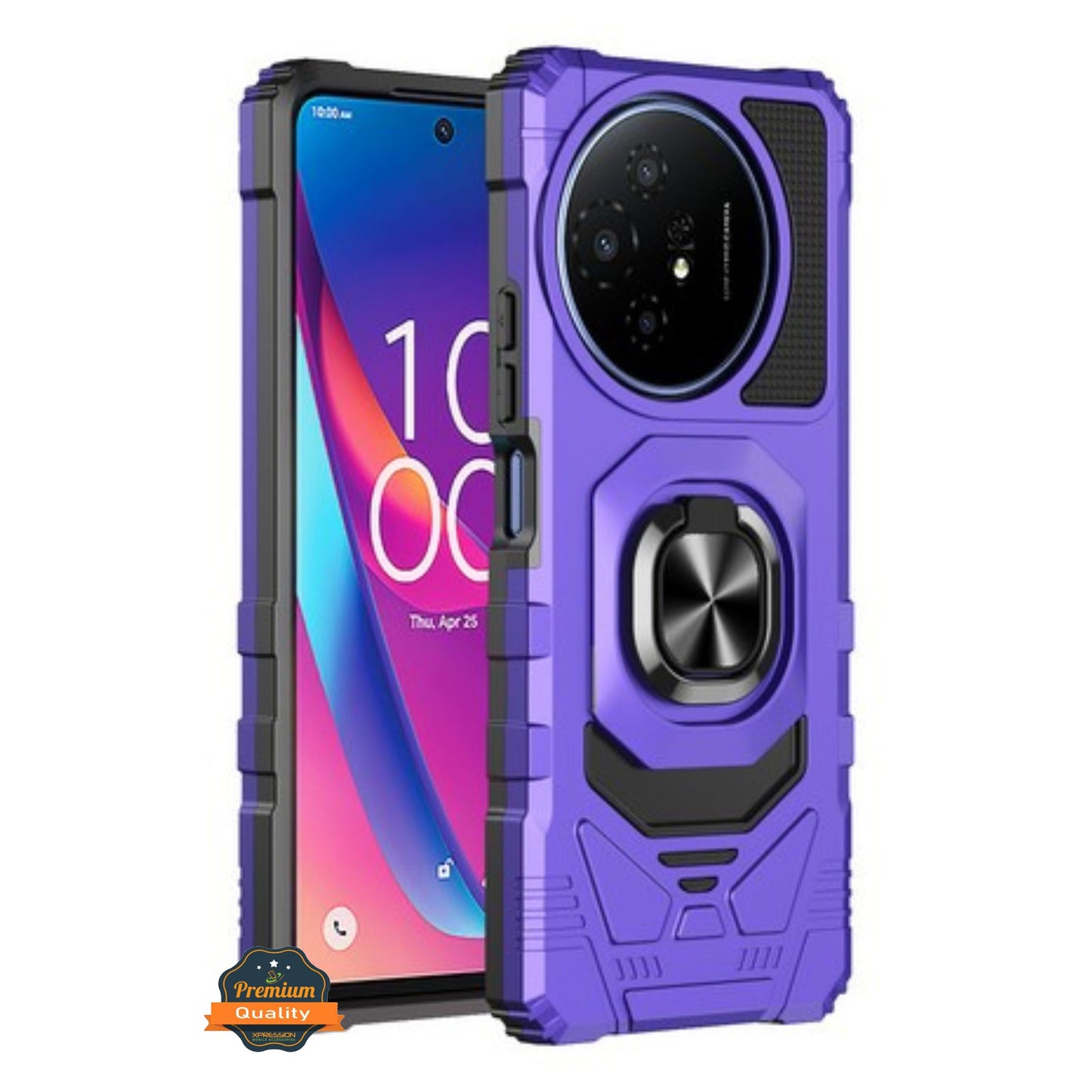 For TCL 60 XE NXTPAPER Hybrid Magnetic Car Mount Ring Kickstand Stand Holder Full-Body Armor Protective [Military Grade] Case Cover