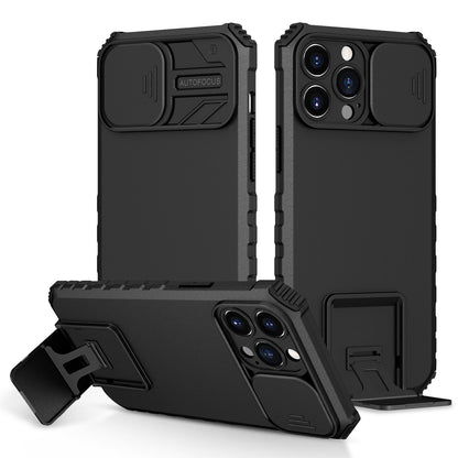 For iPhone XR Hybrid Hard PC & TPU Rubber Shockproof with Kickstand & Covered Camera Protection Case Cover Black