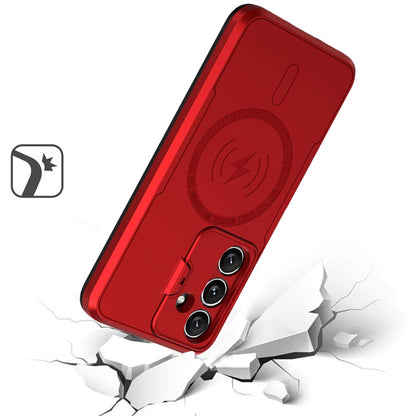 For Samsung Galaxy S25+ /S25 Plus /S24+ Plus Foldable Camera Protector Kickstand with MagSafe Compatible, Dual Layer Hybrid Shockproof Case Cover