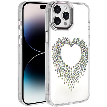 For Samsung Galaxy S25 Fan Edition /Galaxy S25 FE Angel Hearts Bling Glitter Diamond Hybrid TPU Cover, Colorful Frame Shockproof Protective Back Case Cover Silver