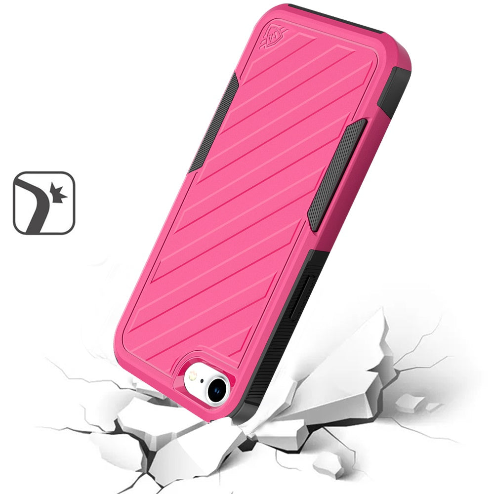 For Apple iPhone 17E /16E Hybrid lined shockproof dual layer Rugged 2in1 Hard PC & Silicone TPU Non Slip Textured Tough Armor Case Cover Hot Pink