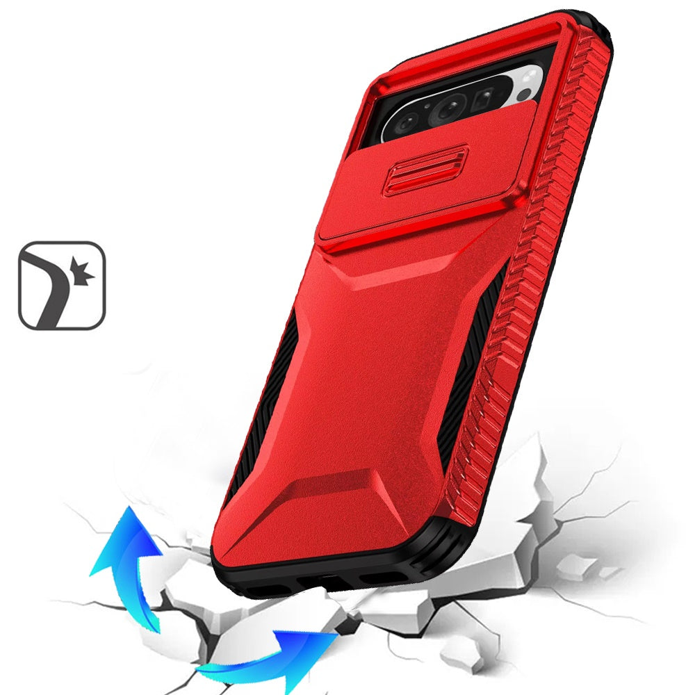 For Google Pixel 10 /Pixel 10 Pro Slim Fit Shockproof Hybrid with Slide Camera Window Covering, Rugged Tpu Silicone Hard PC Bumper Case Cover