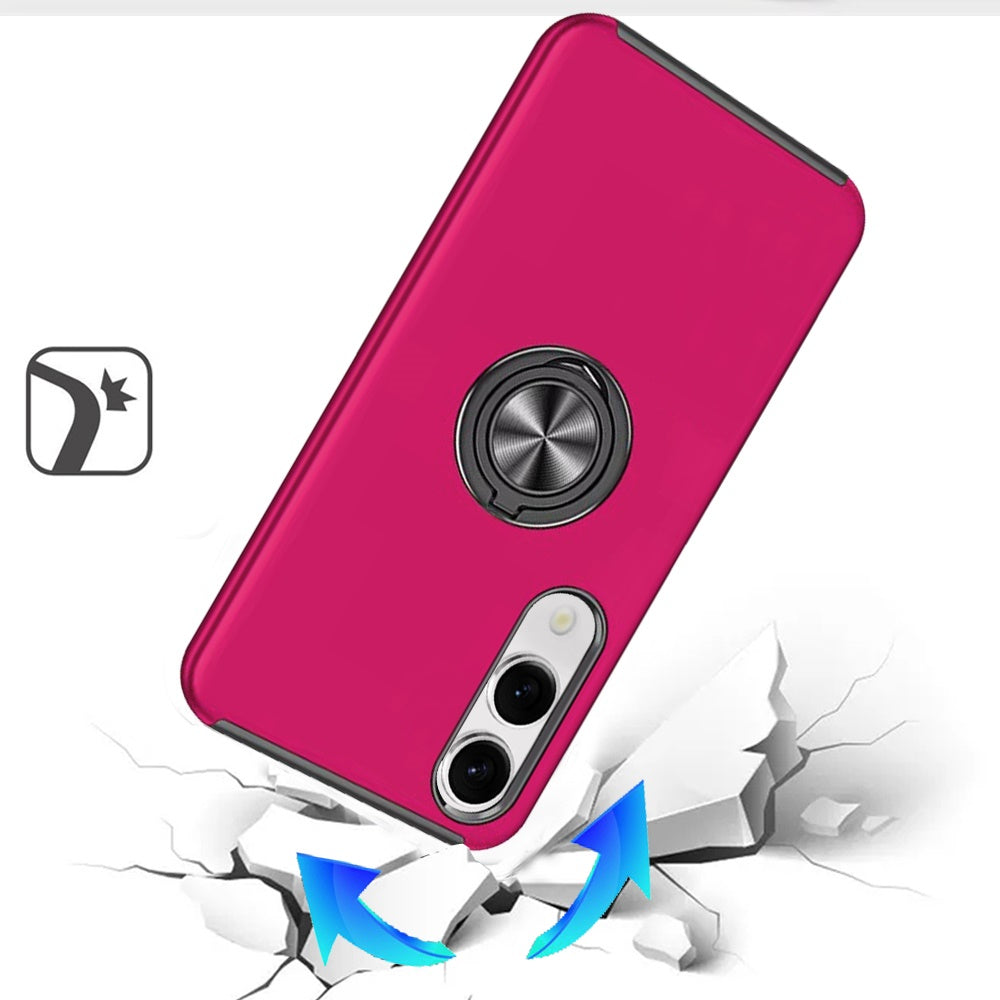 For Samsung Galaxy S25 EDGE Hybrid 360 Degree Rotatable Metal Invisible Ring Stand Holder Slim Fit Magnetic Car Mount Shockproof Case Cover