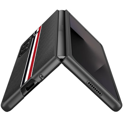 For Samsung Galaxy Z Fold 7 Velvet Fabric PU Vegan Leather, Premium Flip Design, Slim Snap-On Hard PC + TPU Case Cover Black