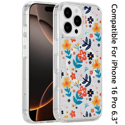 For Apple iPhone 16 Pro Cute Fashion Pattern Design, Durable Shockproof Slim TPU Hard Back, MagSafe Compatible Case Cover