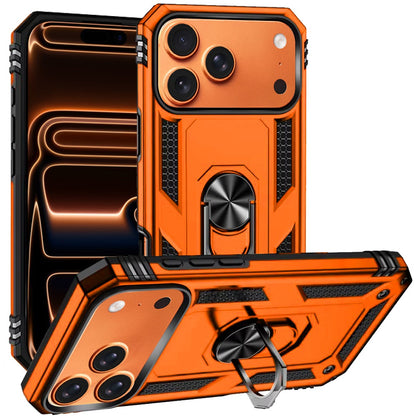 Phone Case for Apple iPhone 17 Pro Max (6.9") Rotatable Ring Stand Shockproof Hybrid Armor Anti Slip Heavy Duty Fit Magnetic Car Mount Durable Grip Cover Cosmic Orange