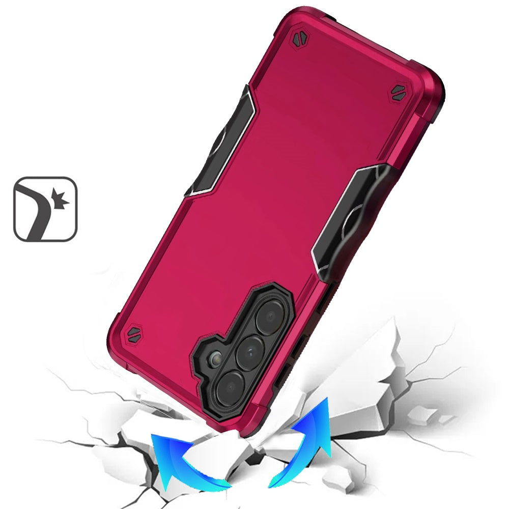 For Samsung Galaxy S25 FE, S25 Fan Edition Slim Tough Shockproof Hybrid Heavy Duty 2in1 Dual Layer TPU Bumper Rugged Rubber Defend Armor Case Cover Hotpink