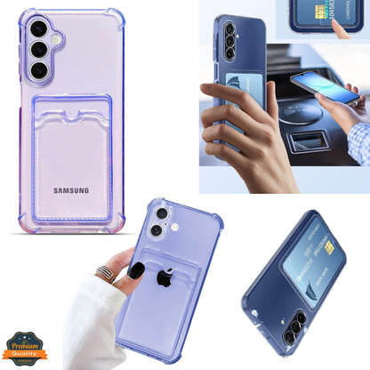 For Samsung Galaxy A17 5G Clear Slim TPU Phone Case with Credit Card Slot Back, Transparent Protective Shockproof Case Cover