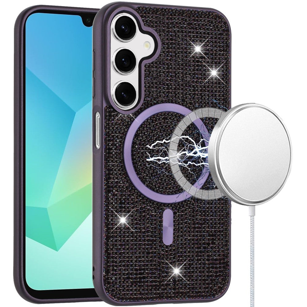 For Samsung Galaxy A36 Sparkly Diamond Bling Case Rhinestone Skin Hybrid with Magnetic Circle, MagSafe Compatible Case Cover