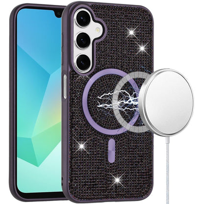 For Samsung Galaxy A36 Sparkly Diamond Bling Case Rhinestone Skin Hybrid with Magnetic Circle, MagSafe Compatible Case Cover