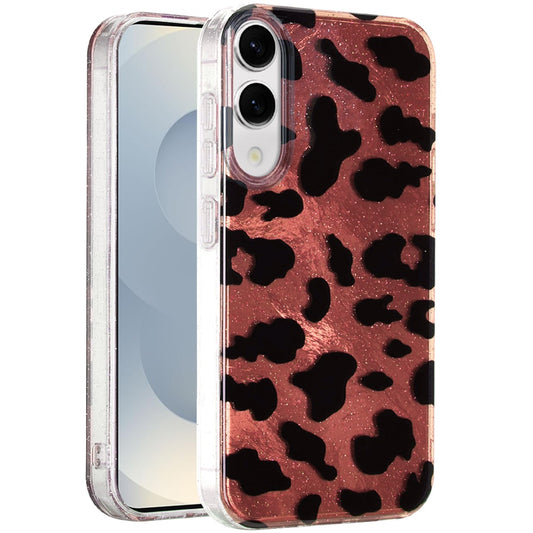 For Samsung Galaxy S25 EDGE Glitter Leopard, Fashion Design Animal Skin Print Slim IMD TPU Dual Layer Shockproof Protective Case Cover Beauty Leopard