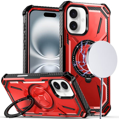 For iPhone 16 (6.1") Shockproof Hybrid Magnetic Ring Case - 360° Rotatable Stand with MagSafe Compatibility Case Cover