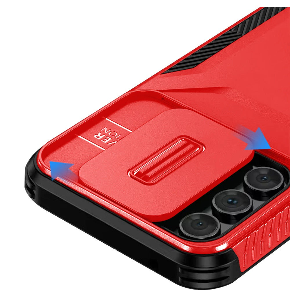 For Samsung Galaxy S24 FE /Fan Edition Shockproof Hybrid with Slide Camera Window Covering, Rugged Tpu Silicone Hard PC Bumper Case Cover