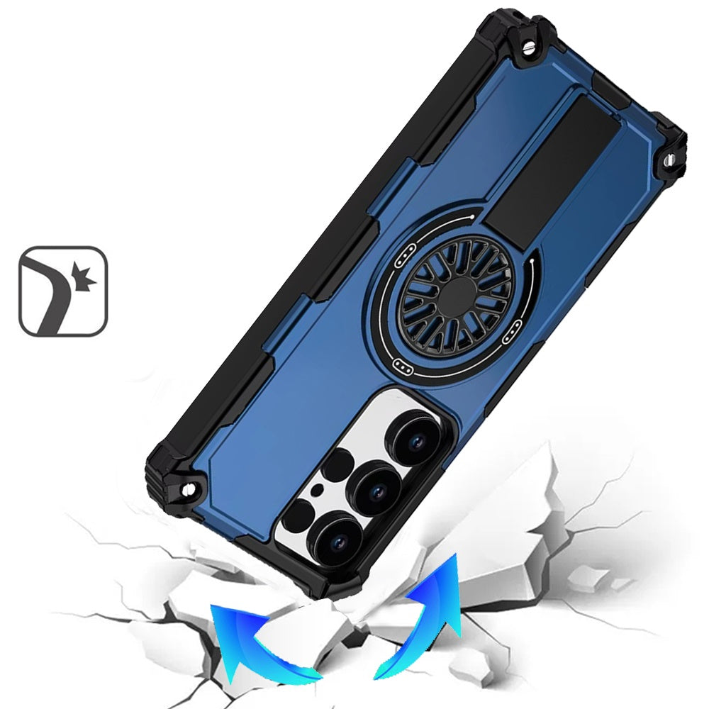 For Samsung Galaxy S26 Ultra Texture Design Invisible Kickstand Case, MagSafe Compatible Hybrid Shockproof Cover, Car Mount Friendly Case Cover