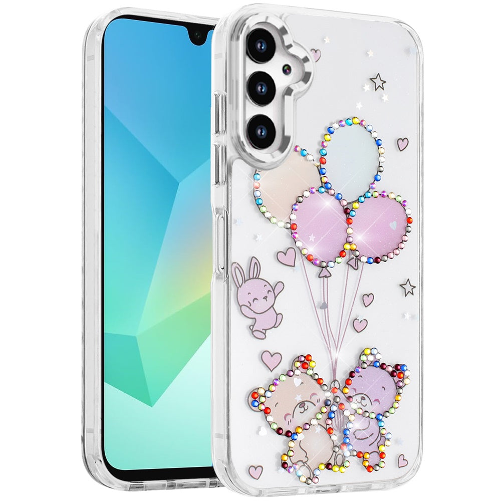 For Samsung Galaxy A16 5G Butterfly Resin Epoxy Diamond Design Metal Edged Hybrid Shockproof Heavy Duty Drop Protection Case Cover