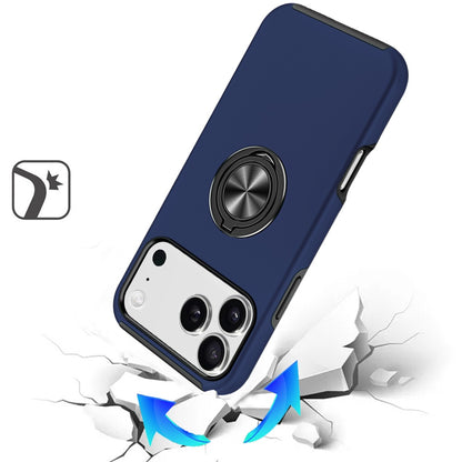 For Apple iPhone 17 Pro Hybrid 360 Degree Rotatable Metal Invisible Ring Stand Holder Slim Fit Magnetic Car Mount Shockproof Case Cover