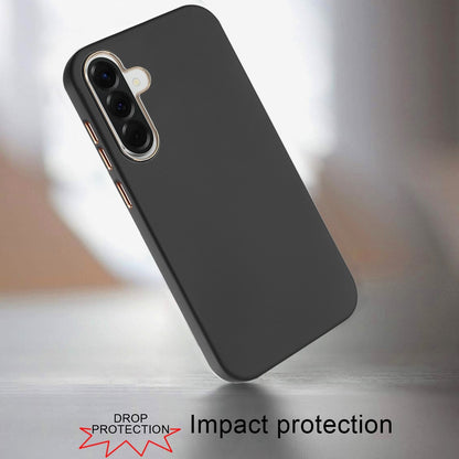 For Samsung Galaxy A37 Slim Classic Hybrid Around Rubber Gummy Gel Slick Hard PC Silicone TPU Chromed Button Case Cover