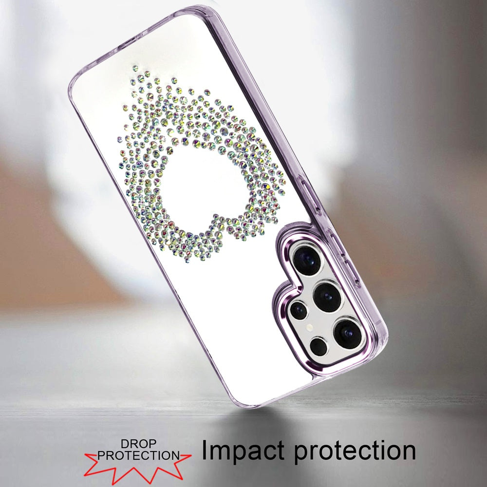 For Samsung Galaxy S26 Angel Hearts Bling Glitter Diamond Hybrid TPU Cover, Colorful Frame Shockproof Protective Back Case Cover