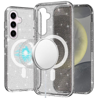 For Samsung Galaxy S26 Ultra MagSafe Compatible Glitter Sparkle Bling Hybrid Case with Magnetic Circle, Slim TPU & Hard PC Frame Case Cover