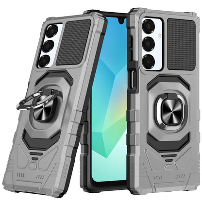 For Samsung Galaxy A16 5G Hybrid Dual Layer with 360° Rotate Magnetic Ring Stand Holder Kickstand TPU Rugged PC Shockproof Case Cover Silver