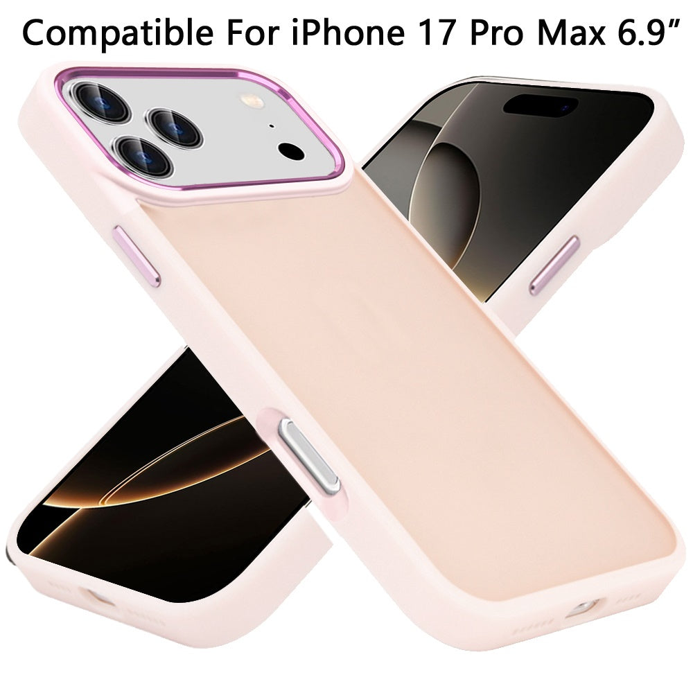 Phone Case for Apple iPhone 17 Pro Max (6.9") Polished Acrylic Hybrid TPU Slim Shockproof Metal Button Thick Durable Grip Camera Protection Anti-Scratch Cover