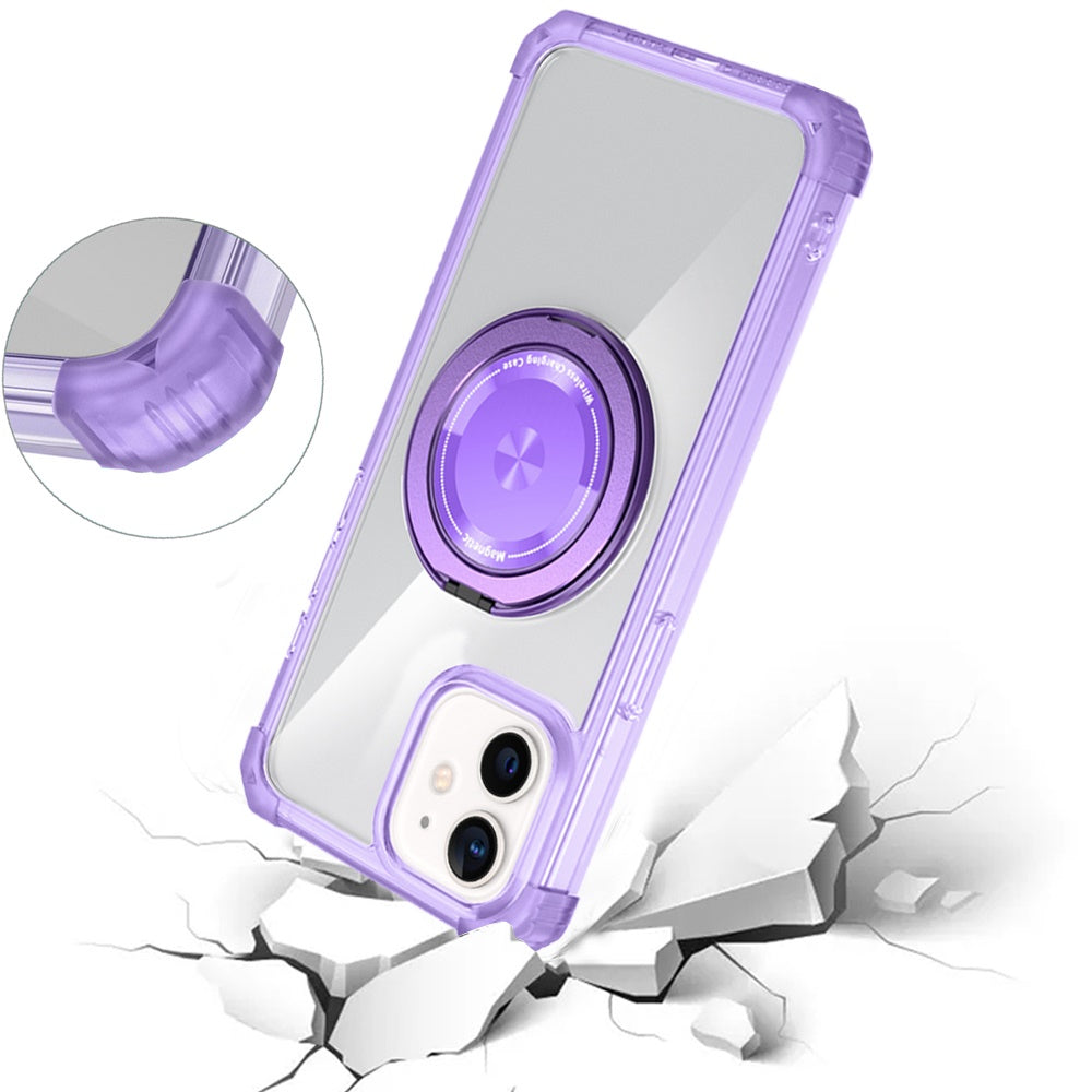 For Samsung Galaxy S24 Ultra Magnetic [Compatible with Magsafe] with 360° Rotatable Ring Holder Invisible Stand Transparent Case Cover