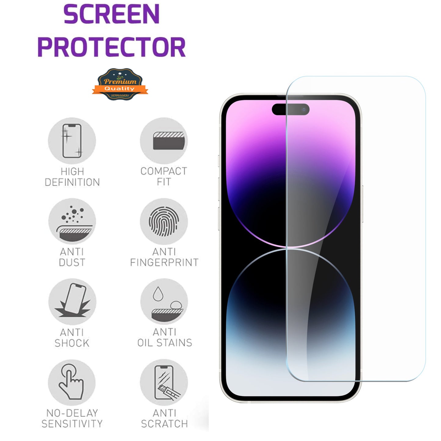 For Apple iPhone 14 /13 Tempered Glass Screen Protector, Clear HD Anti-Scratch Protective Film, Touch Sensitive, Easy Install, Bubble-Free Protector Clear