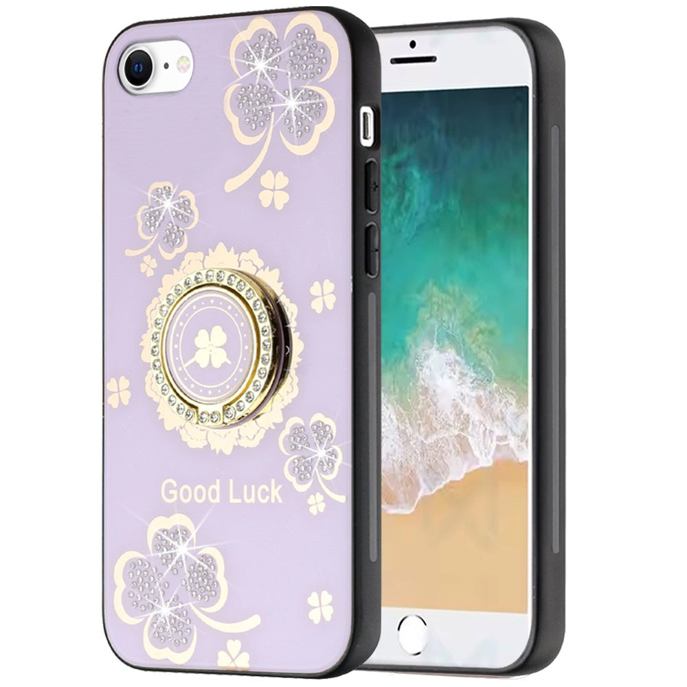 For Apple iPhone 17E /16E Diamonds 3D Fashion Bling Sparkly Glitter Ornaments Engraving Hybrid with Ring Stand Case Cover