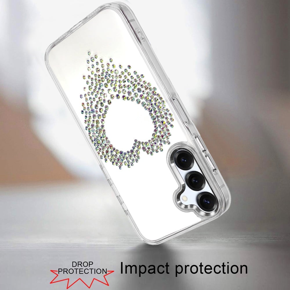 For Samsung Galaxy A16 5G Angel Hearts Bling Glitter Diamond Hybrid TPU Cover, Colorful Frame Shockproof Protective Back Case Cover