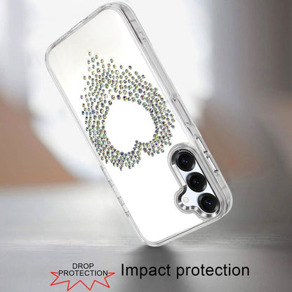 For Samsung Galaxy A16 5G Angel Hearts Bling Glitter Diamond Hybrid TPU Cover, Colorful Frame Shockproof Protective Back Case Cover