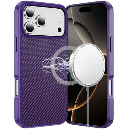 For Apple iPhone 17 Pro (6.3") Carbon Fiber Design with Magnetic HQ 2.0mm Thick Hybrid Shockproof Rubber Hard PC Case Cover