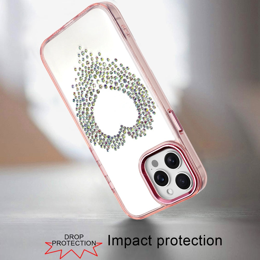For Samsung Galaxy A17 5G Angel Hearts Bling Glitter Diamond Hybrid TPU Cover, Colorful Frame Shockproof Protective Back Case Cover