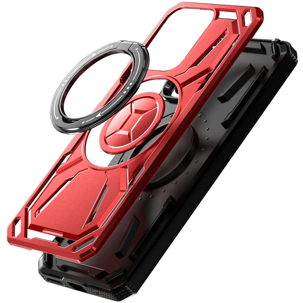 For Motorola Moto G Stylus 5G 2025 Hybrid Magnetic Ring and 360° Rotational Kickstand with MagSafe Compatible, Military Grade Drop Protection Case Cover Red