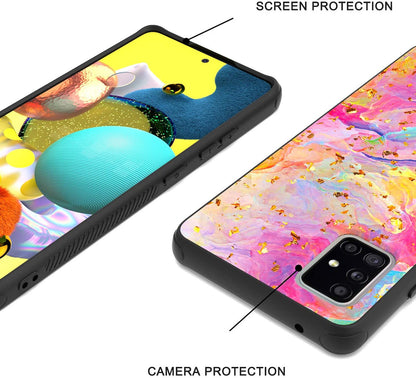 For Apple iPhone 15 Pro (6.1") Marble Fashion Stylish Flake Glitter Bling Hybrid Glossy TPU Rubber Hard PC Protection Marble Colorful Rainbow Phone Case Cover