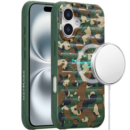 For Apple iPhone 16 Plus (6.7") Pattern Design Magnetic Chrome Hybrid Compatible with Magsafe Dual Layer Shockproof TPU Hard PC Back Case Cover