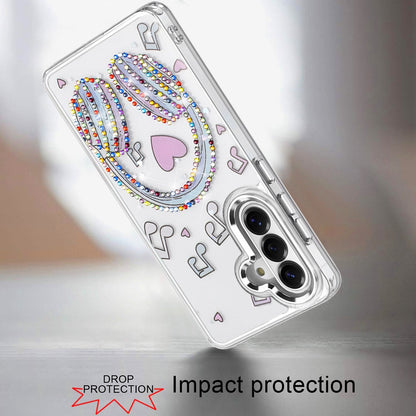 For Samsung Galaxy S25 FE /S25 Fan Edition Butterfly Resin Epoxy Diamond Design Metal Edged Hybrid Shockproof Heavy Duty Drop Protection Case Cover