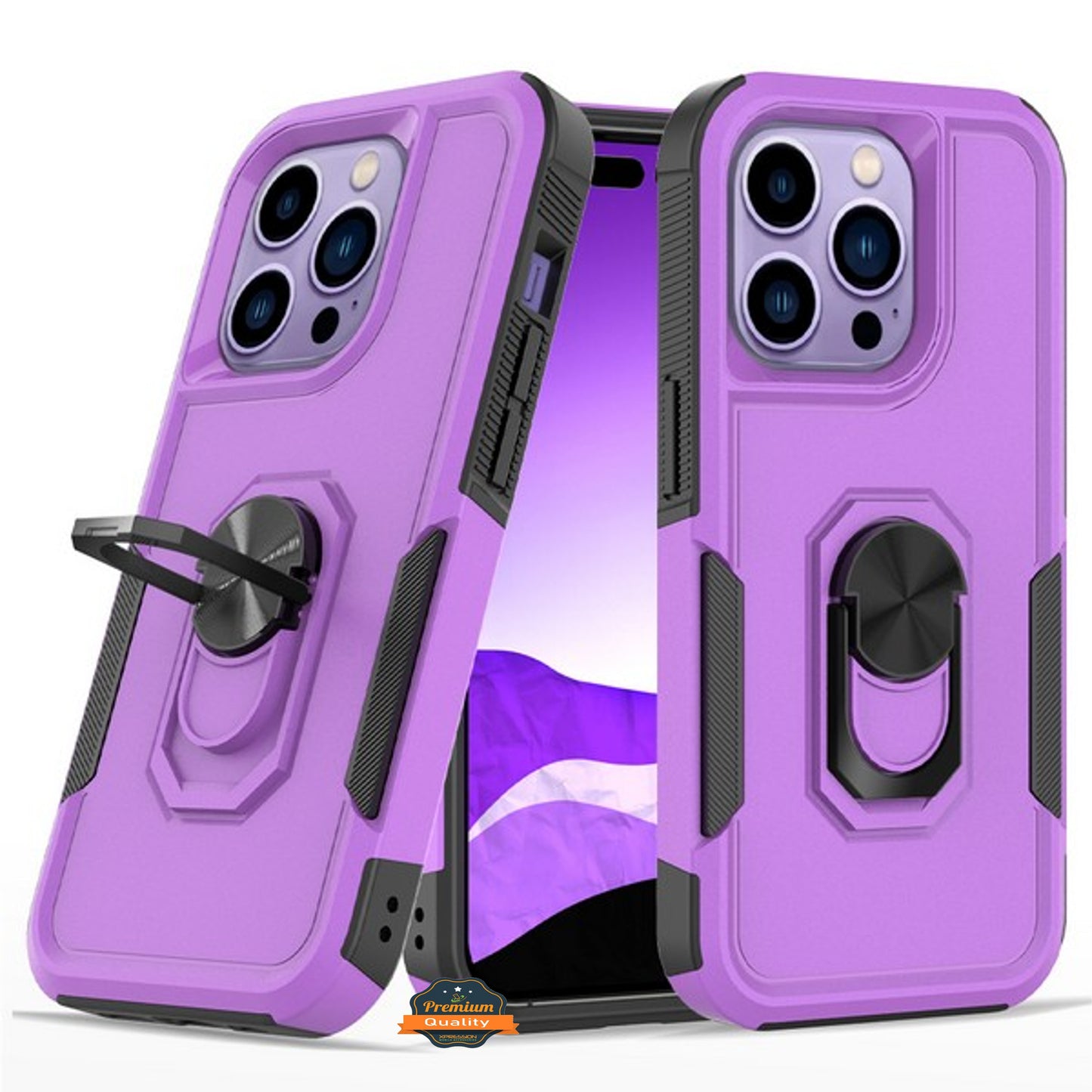 For Apple iPhone 15 Plus (6.7") Heavy Duty Hybrid Rugged 2in1 Shockproof Protective with Magnetic Ring Stand Holder  Phone Case Cover