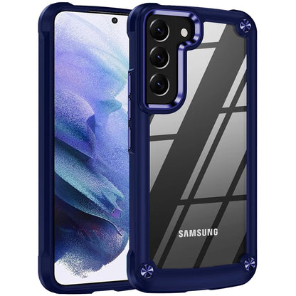 For Samsung Galaxy S25+ /S25 Plus /S24+ Plus Hybrid Transparent Rubber with Metal Buttons & Camera Edges Hard TPU Corner Frame Bumper Case Cover